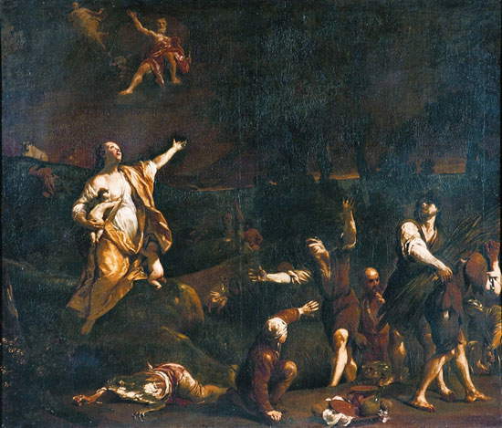 Giuseppe Maria Crespi, Latone transforme les pêcheurs en grenouilles (vers 1710 ; Bologne, Pinacoteca Nazionale)