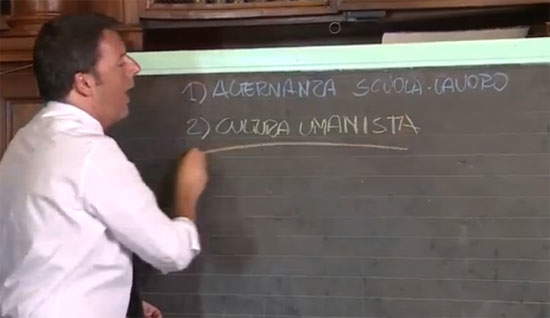 Renzi presenta la buona scuola, con vistoso errore grammaticale