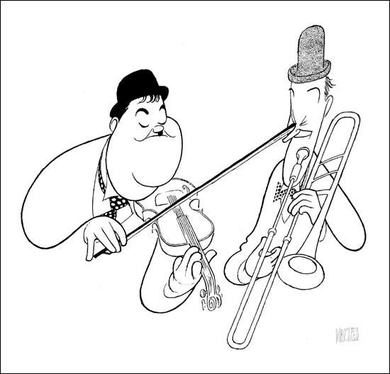 Al Hirschfeld, Laurel & Hardy - Here's looking at you