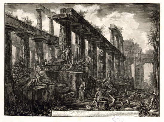 Giovanni Battista Piranesi, Blick auf die Überreste des Neptun-Tempels in Paestum