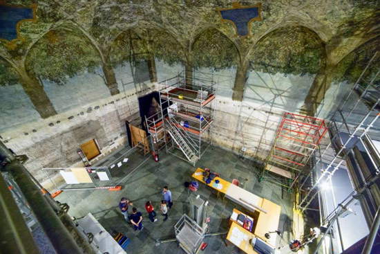 Attuale cantiere di restauro della Sala delle Asse