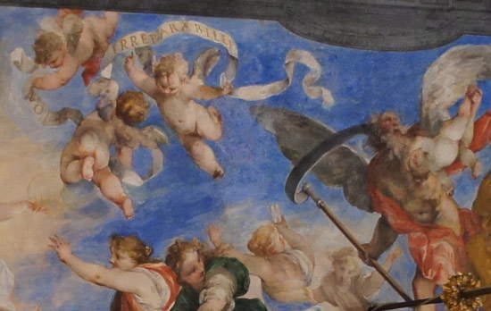 Les putti avec le cartouche et la figure du Temps