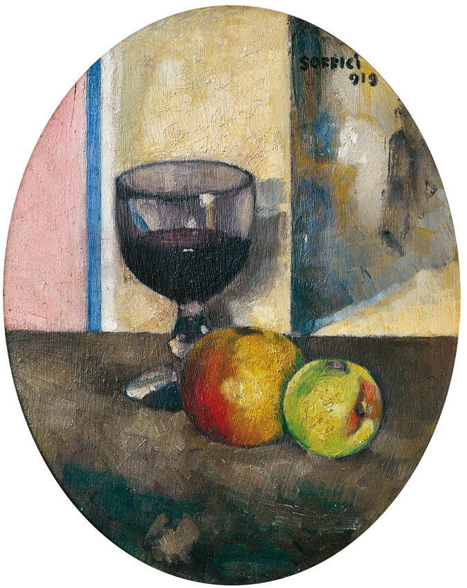 Ardengo Soffici, Äpfel und ein Glas Wein