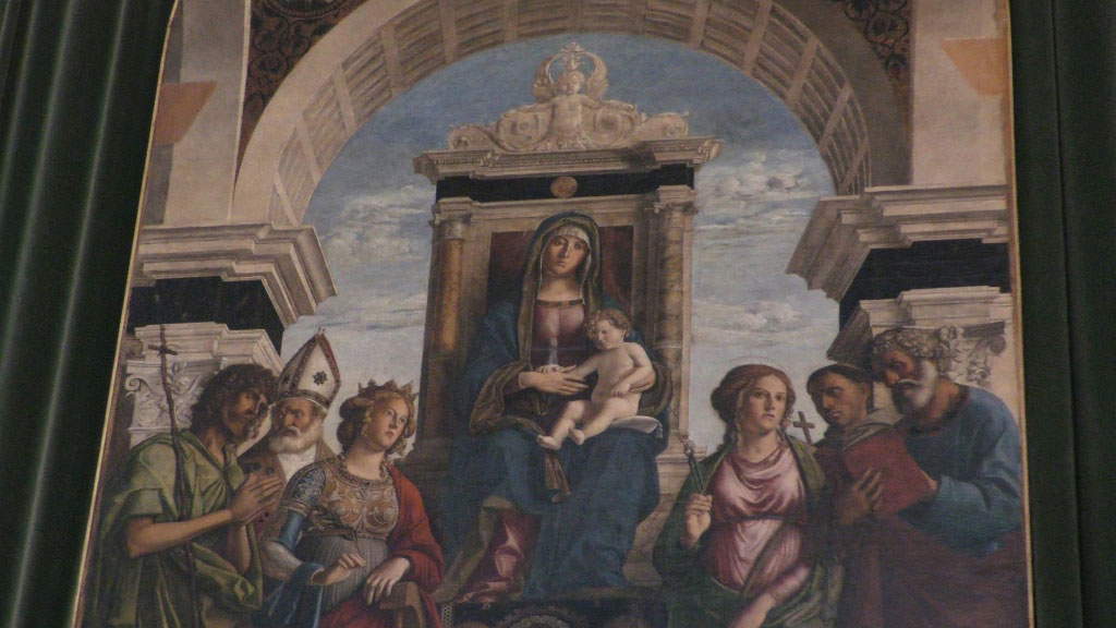 Particolare della pala di Cima da Conegliano nel Duomo