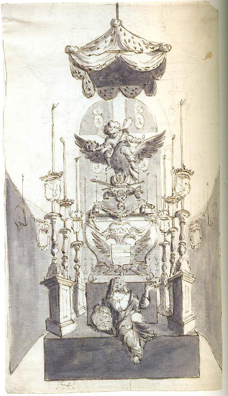 Gaspar Melchior Moens, projet de catafalque de Marie-Élisabeth, gouverneur général des Pays-Bas