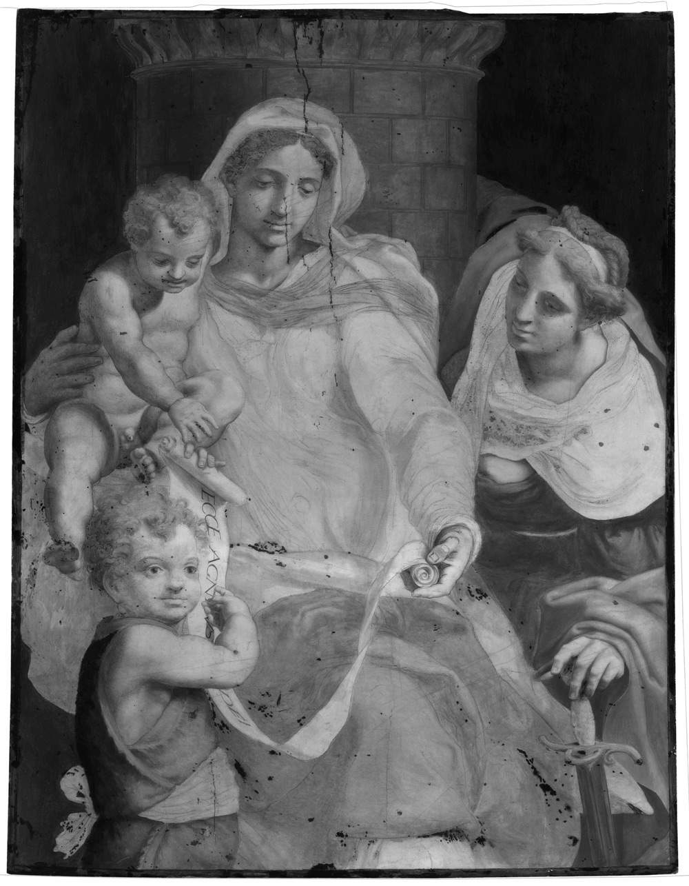 Daniele da Volterra, Madonna col Bambino, san Giovannino e santa Barbara, riflettografia