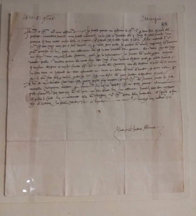 Carta de Taddeo Albano a Isabella d'Este