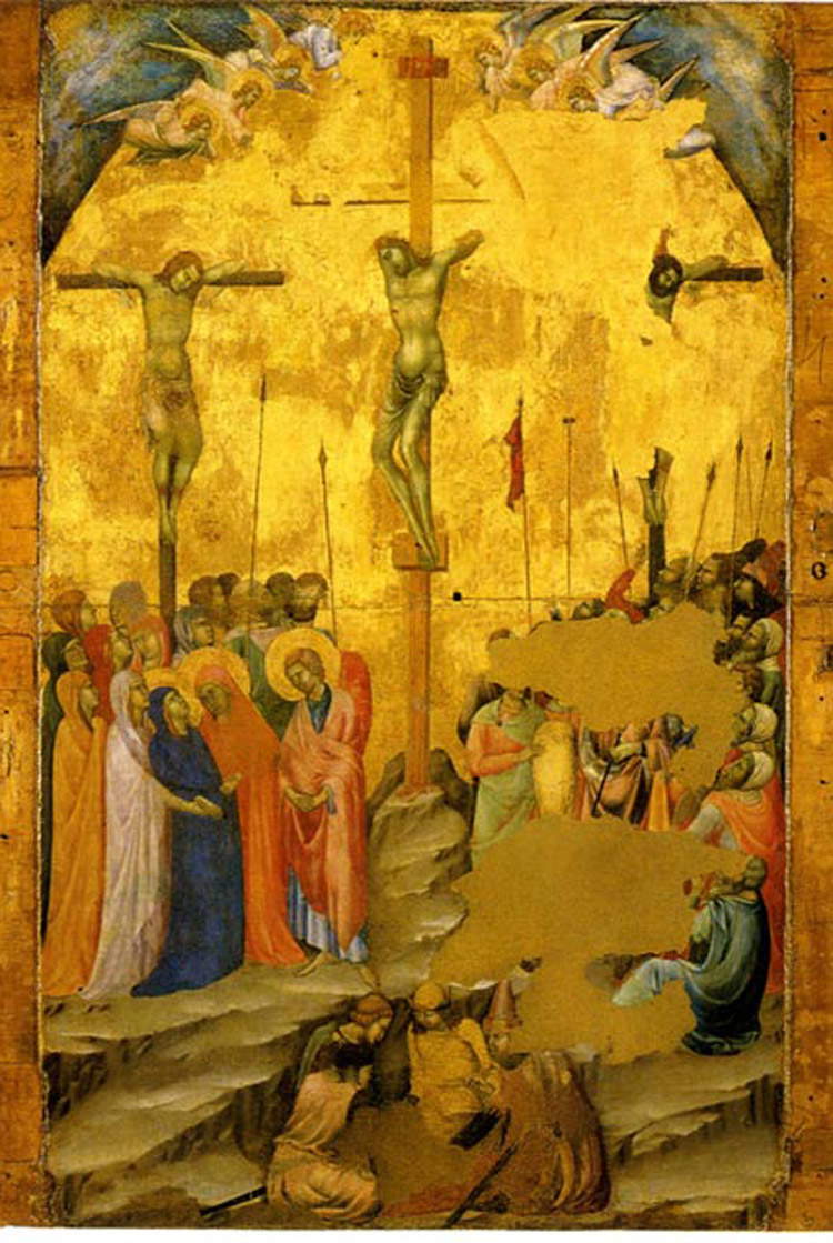 Duccio di Buoninsegna, Storie della Passione, dettaglio con la scena della Crocifissione