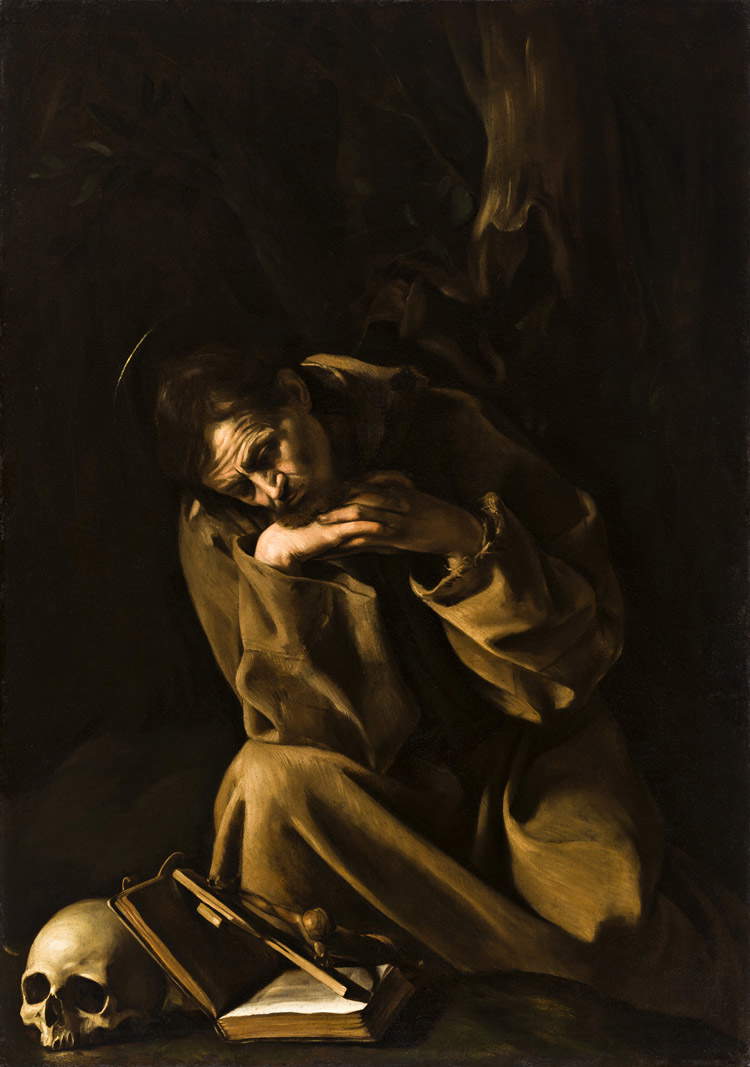 Caravaggio, San Francesco in meditazione