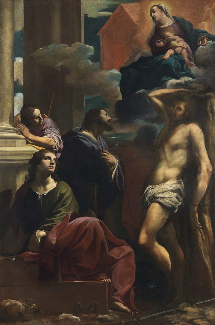 Carlo Bononi, Apparizione della Madonna di Loreto ai santi Giovanni Evangelista, Giacomo Maggiore, Bartolomeo e
Sebastiano