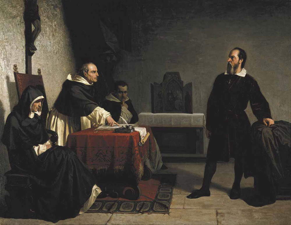 Cristiano Banti, Galilée devant l'Inquisition (1857 ; huile sur toile, 110 x 140 cm ; Carpi, collection Palazzo Foresti)