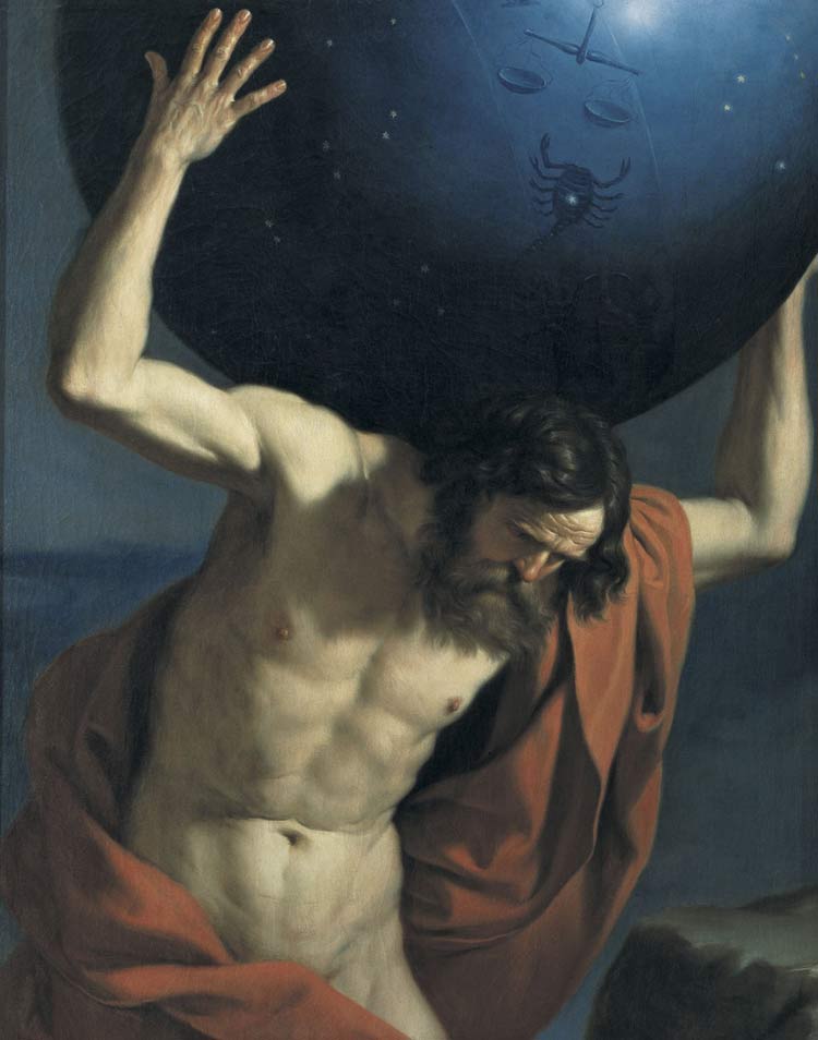 Guercino, Atlas (1646 ; huile sur toile, 126 x 101 cm ; Florence, musée Bardini)