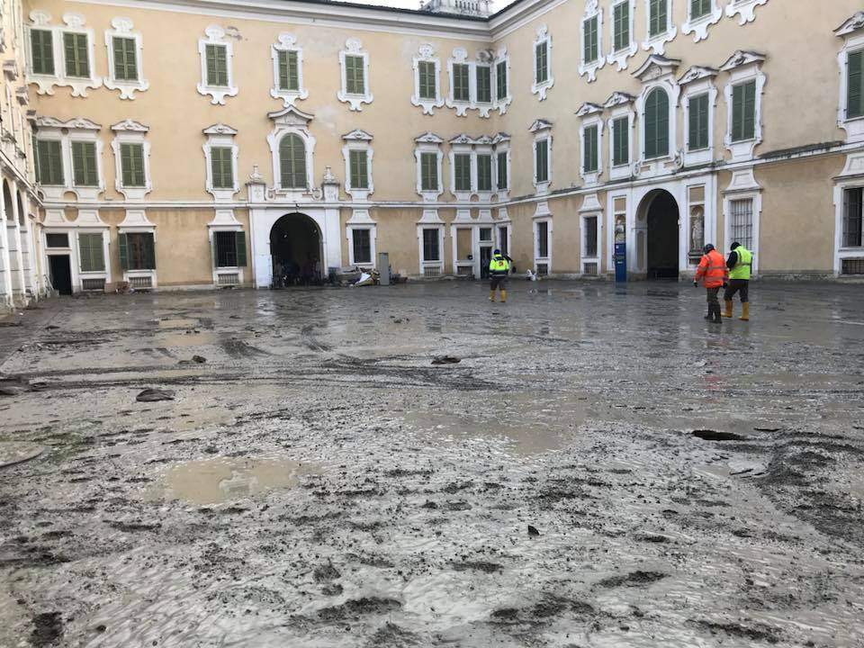 Le Palais Colorno inondé, des millions d'euros de dégâts