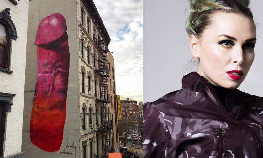 New York: artist paints ten-meter phallus on building. But is immediately covered up