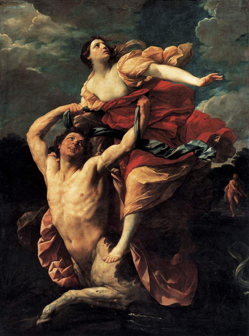Nessus abducts Deianira by Guido Reni on loan from the Louvre to the Pinacoteca Nazionale di Bologna
