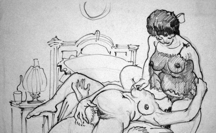 Folder with two hundred erotic drawings from the early 20th century found