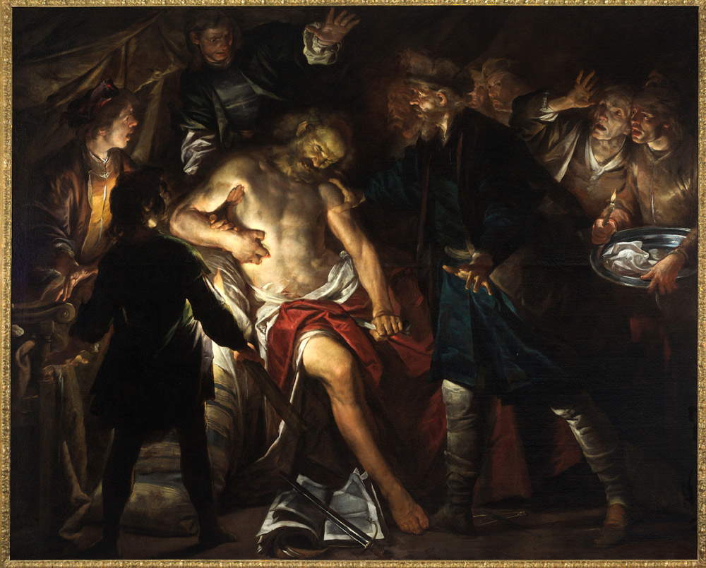 Gioacchino Assereto, La morte di Catone (1640 circa; olio su tela, 203 x 279 cm; Genova, Musei di Strada Nuova - Palazzo Bianco)