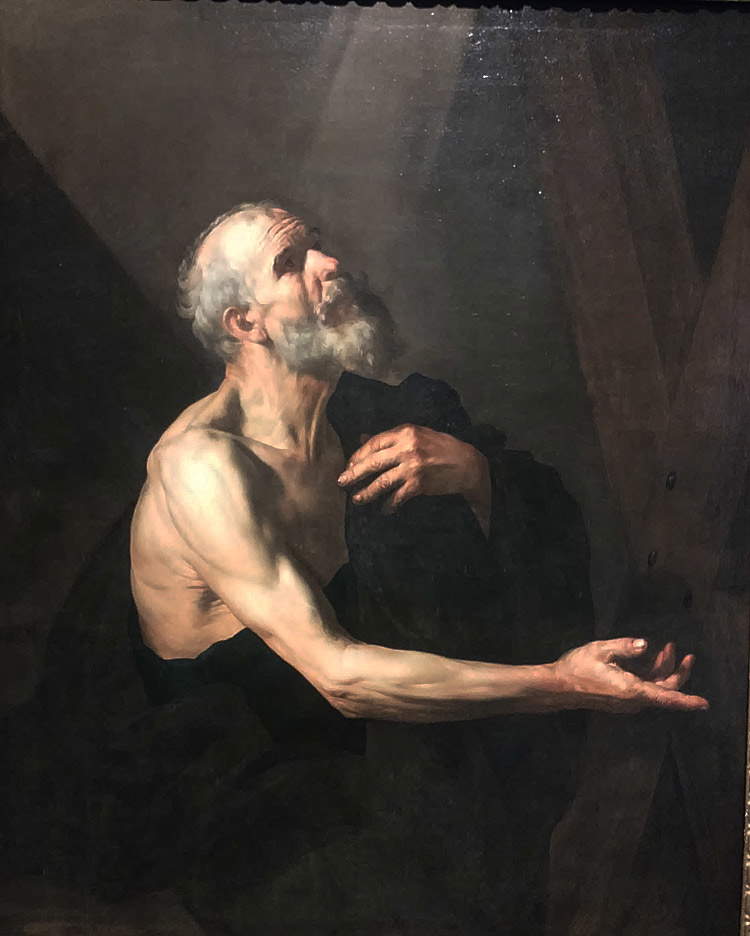 José de Ribera, Saint-André (vers 1616-1618 ; huile sur toile, 136 x 112 cm ; Naples, Monument national Girolamini, Quadreria)