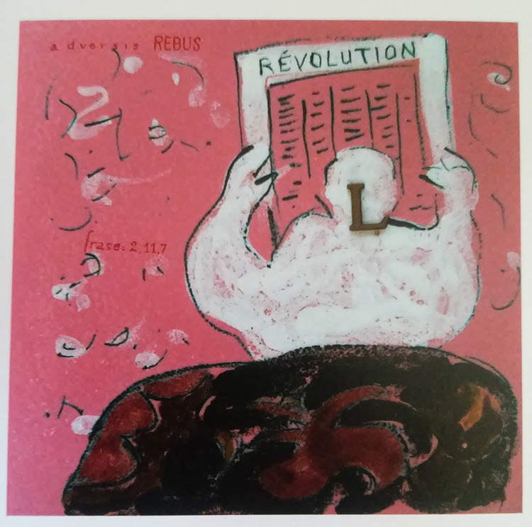 Eugenio Miccini, La rivoluzione tradita (1968; smalti e lettere incollate su ceramica, 28,5 x 28,5 cm; Collezione Scatizzi)