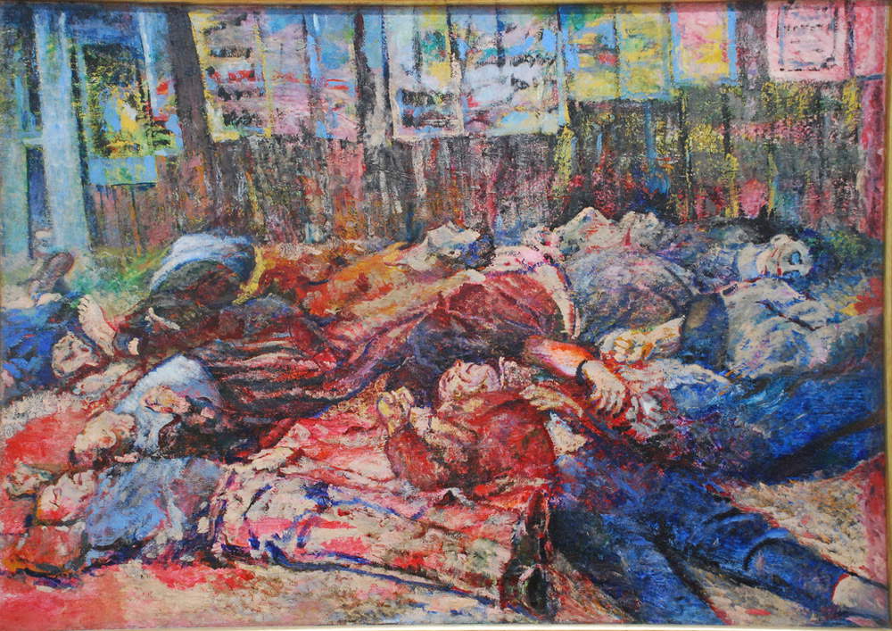 Aligi Sassu, Guerra civile (I martiri di piazzale Loreto) (1944; olio su tela, 116 x 200 cm; Roma, Galleria Nazonale d’Arte Moderna e Contemporanea)