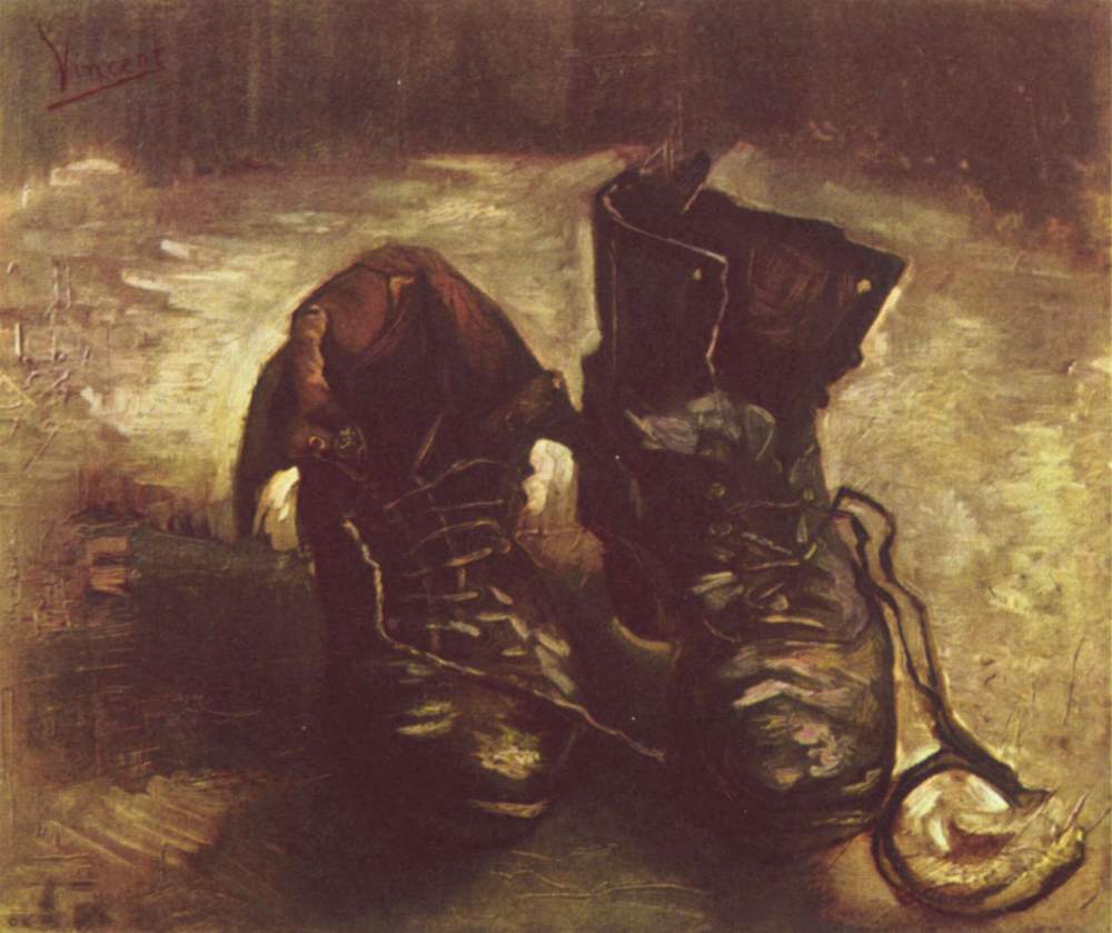 Vincent van Gogh, Un paio di scarpe (1886; olio su tela, 37,5 x 45,5 cm; Amsterdam, Van Gogh Museum)