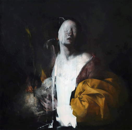 Nicola Samorì, Agnese (2009; olio su rame, 100 x 100 cm)