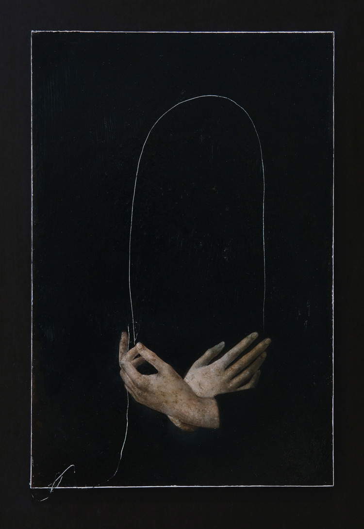 Nicola Samorì, In principio era la fine (2016; olio su rame, 30 x 20 cm. Courtesy Monitor Gallery, Roma)