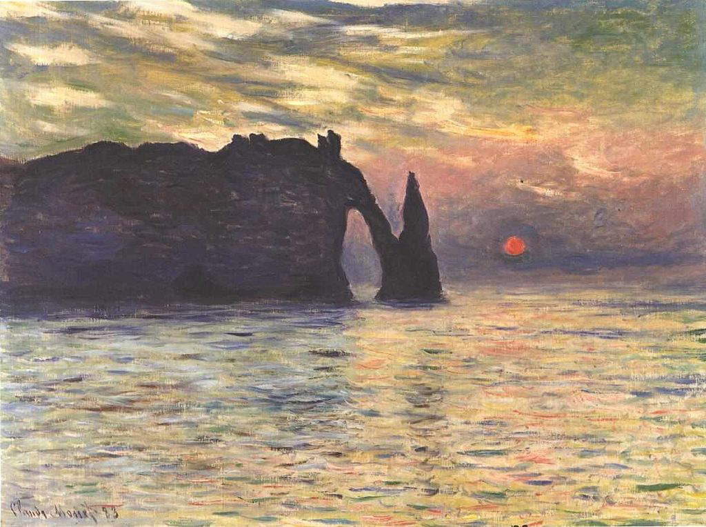 Claude Monet, Scogliera a Étretat al tramonto (1883; olio su tela, 60,5 x 81,8 cm; Raleigh, North Carolina Museum of Art)