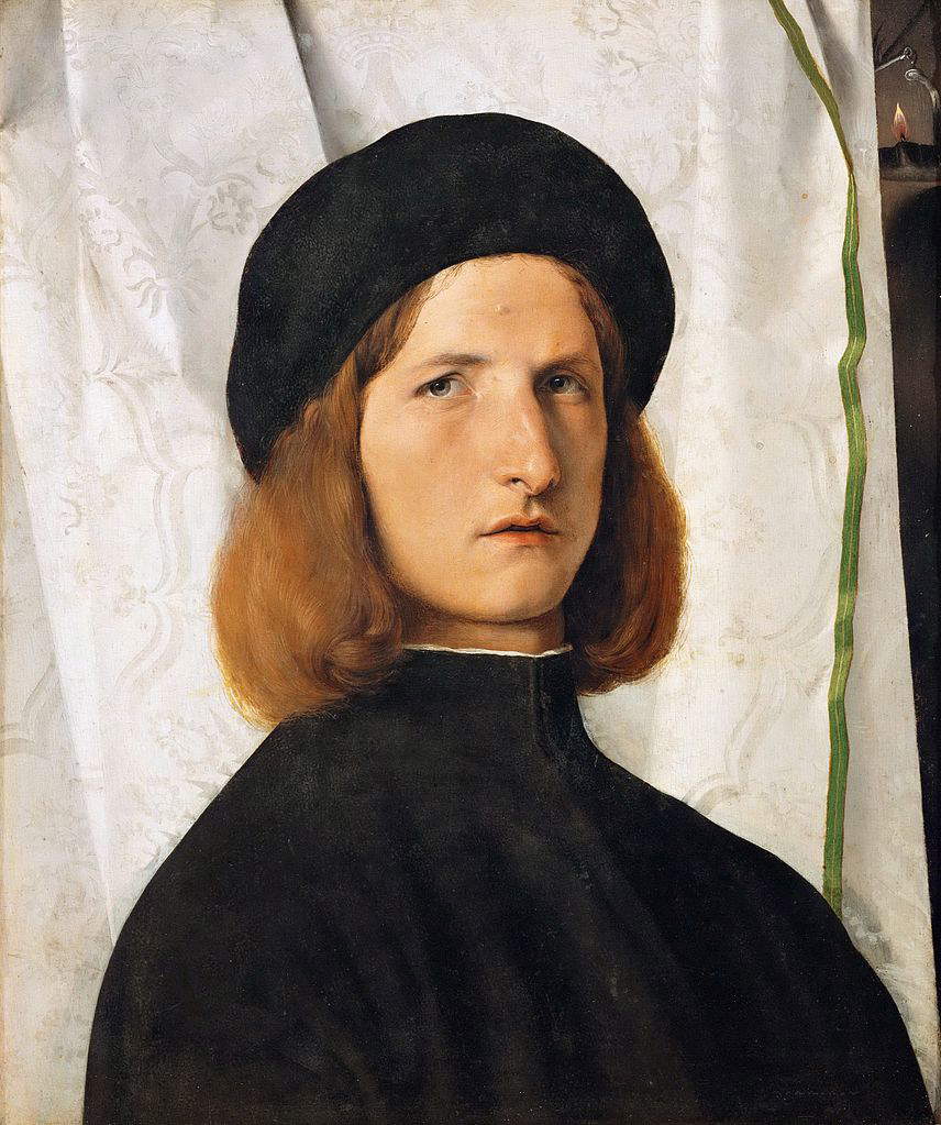 Lorenzo Lotto, Ritratto di giovane con lucerna (1506 circa; olio su tavola, 42,3 x 35,3 cm; Vienna, Kunsthistorisches Museum)