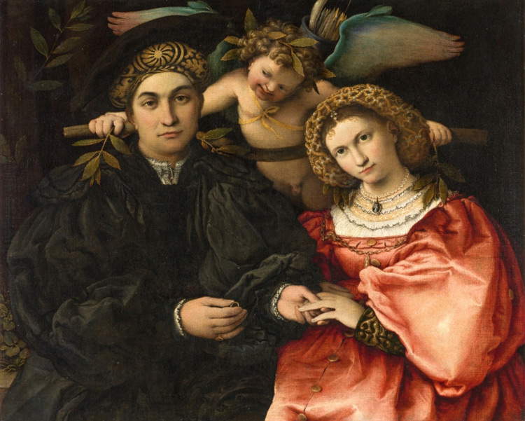 Lorenzo Lotto, Ritratto di Marsilio Cassotti con la moglie Faustina (1523; olio su tela, 71 x 84 cm; Madrid, Museo del Prado)