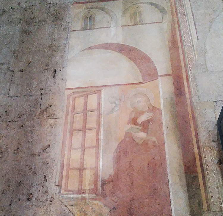 Ambrogio Lorenzetti, Annunciazione (1340 circa; affresco; Massa Marittima, Cattedrale di San Cerbone)
