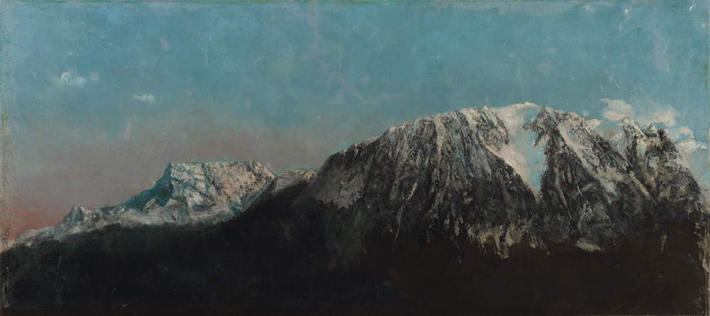 Gustave Courbet, Panorama delle Alpi (1876 circa; olio su tela, 64 x 140 cm; Ginevra, MusÃ©es d'art et d'histoire)
