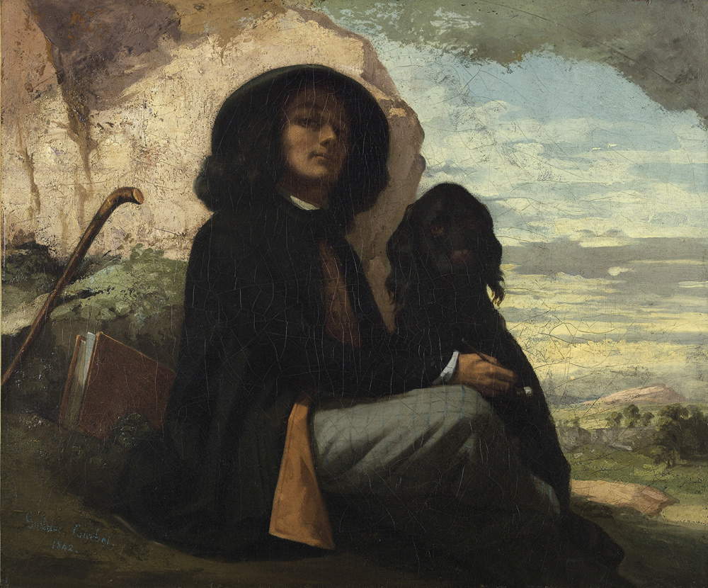 Gustave Courbet, Autoritratto con cane nero (1842; olio su tela, 46,5 x 55,5 cm; Parigi, Petit Palais, MusÃ©e des Beaux-Arts de la Ville de Paris)
