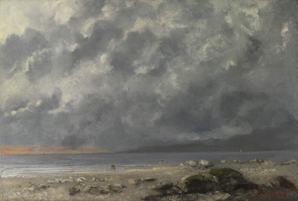 Gustave Courbet, Lago Lemano sotto un cielo nuvoloso (1874; olio su tela, 38 x 55,5 cm; Londra, National Gallery)
