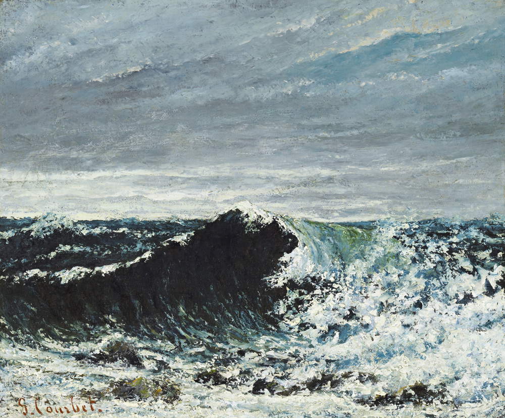 Gustave Courbet, L'onda (1869 circa; olio su tela, 46 x 55 cm; Edimburgo, National Galleries of Scotland)
