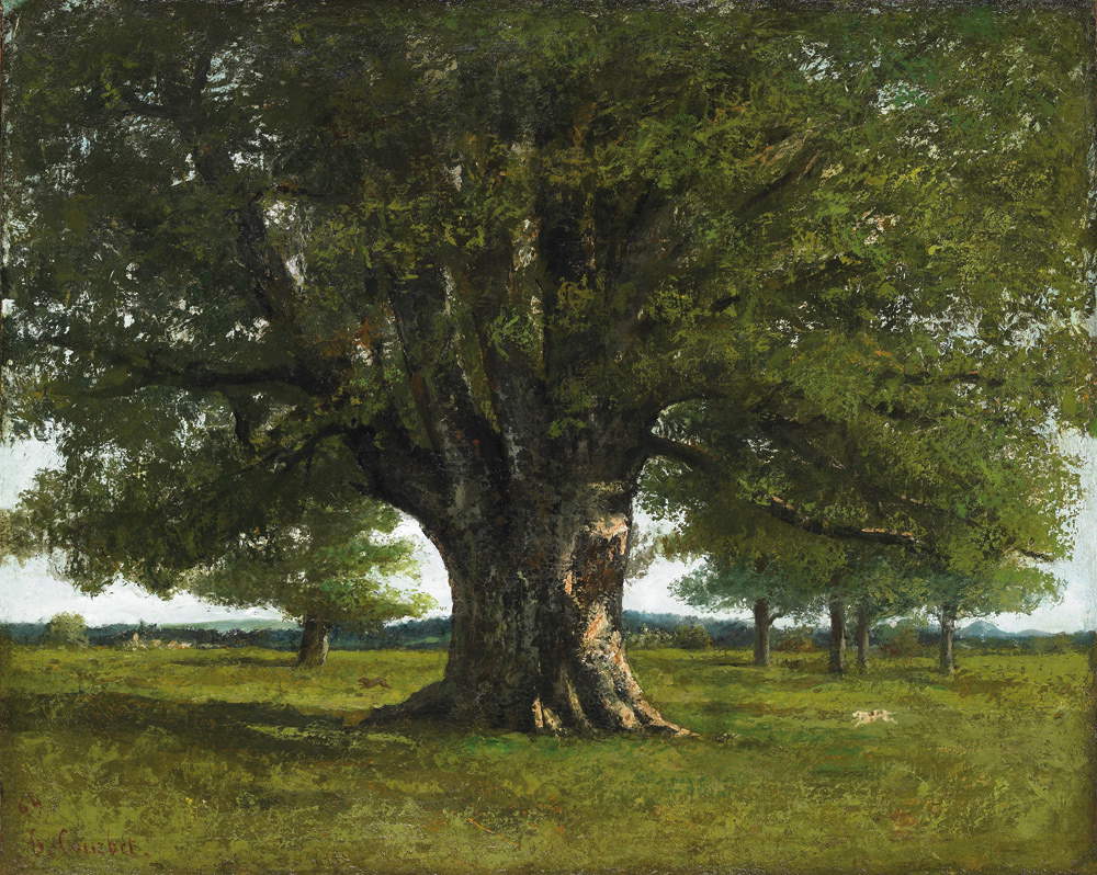 Gustave Courbet, La quercia di Flagey (1864; olio su tela, 89 x 111,5 cm; Ornans, MusÃ©e dÃ©partemental Gustave Courbet)
