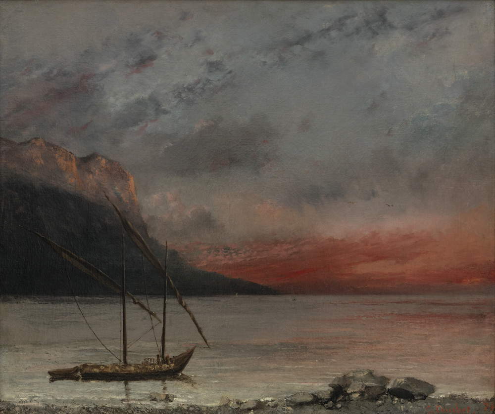 Gustave Courbet, Tramonto sul lago Lemano (1874; olio su tela, 54,5 x 65,4 cm; Vevey, MusÃ©e Jenisch)
