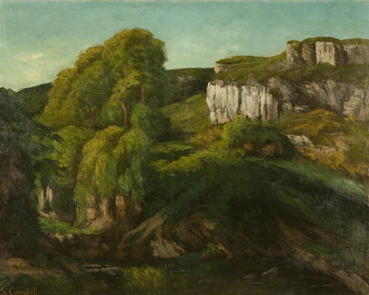 Gustave Courbet, Valle della Loue nei pressi di Ornans (1872; olio su tela, 80 x 100 cm; Bristol, Bristol Museums & Art Gallery)
