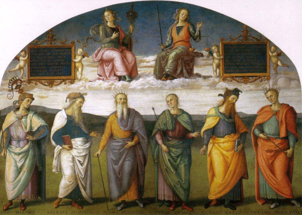 Realtà: l'affresco dei sei savi antichi nel Collegio del Cambio (Perugia)
Realtà: l'affresco dei sei savi antichi nel Collegio del Cambio (Perugia)
