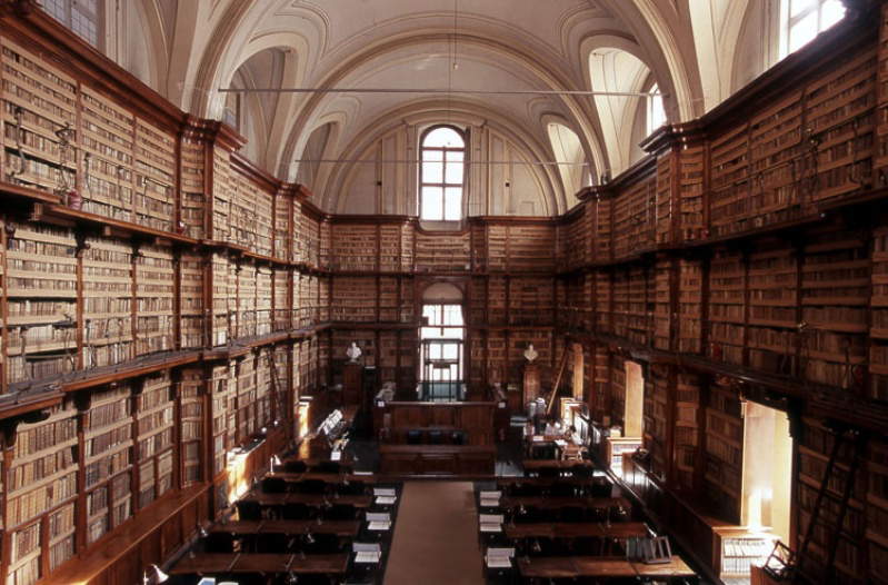 The Vanvitellian Hall of the Angelica Library.