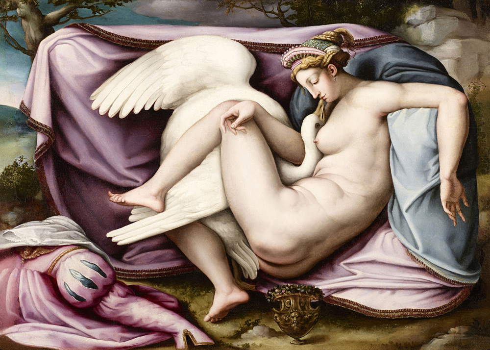 Francesco d'Ubertino Verdi detto il Bachiacca, Leda e il cigno (1540 circa)
