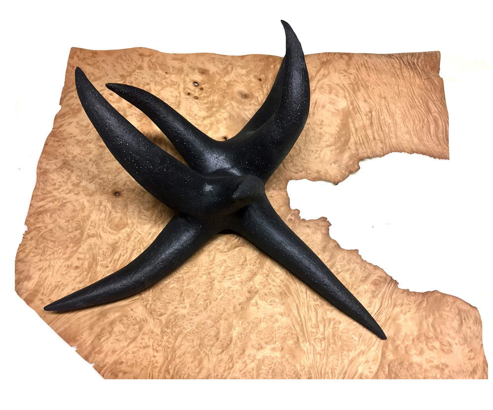 Arianna Carossa, Dos Estrellas (2018; técnica mixta, cerámica y madera)