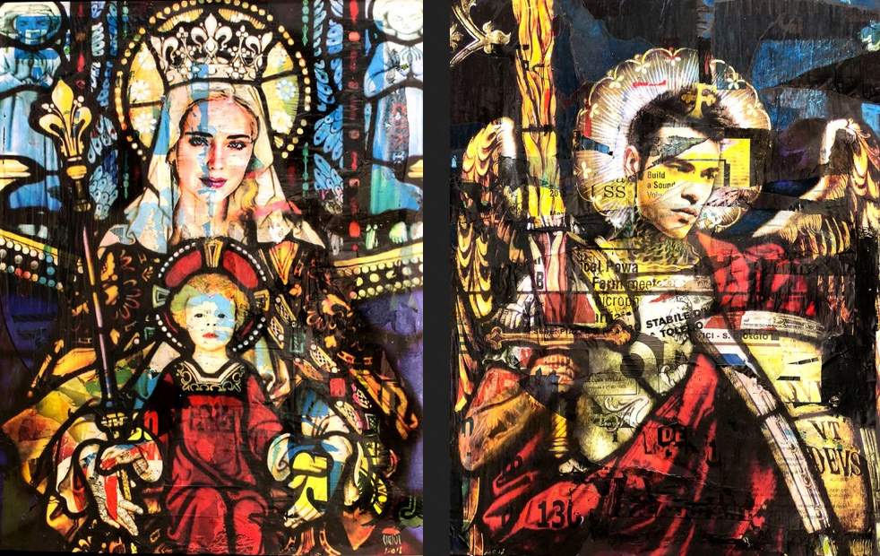 Chiara Ferragni e Fedez come san Michele e la Madonna: artista contemporaneo li... iconizza