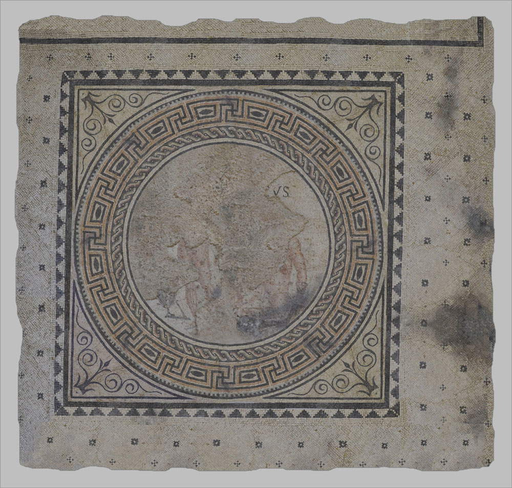 Mosaïque avec représentation de boxeurs, différents marbres, milieu du 1er siècle av. Mosaïque avec représentation de boxeurs, différents marbres, milieu du 1er siècle av.