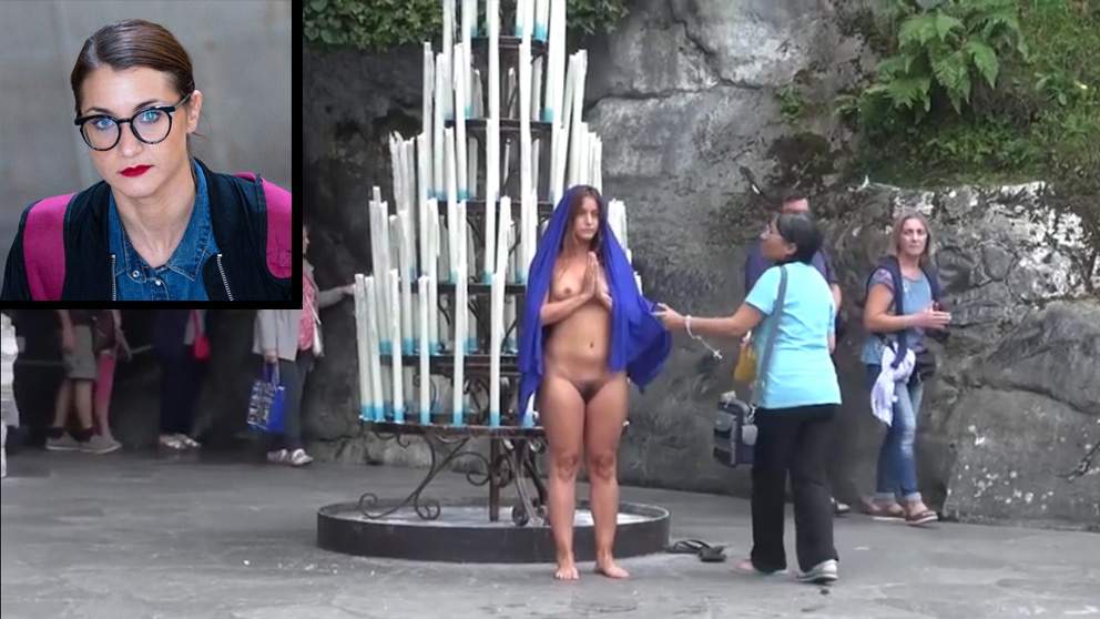 She denudes herself at Lourdes shrine, artist to stand trial in May for indecent exposure