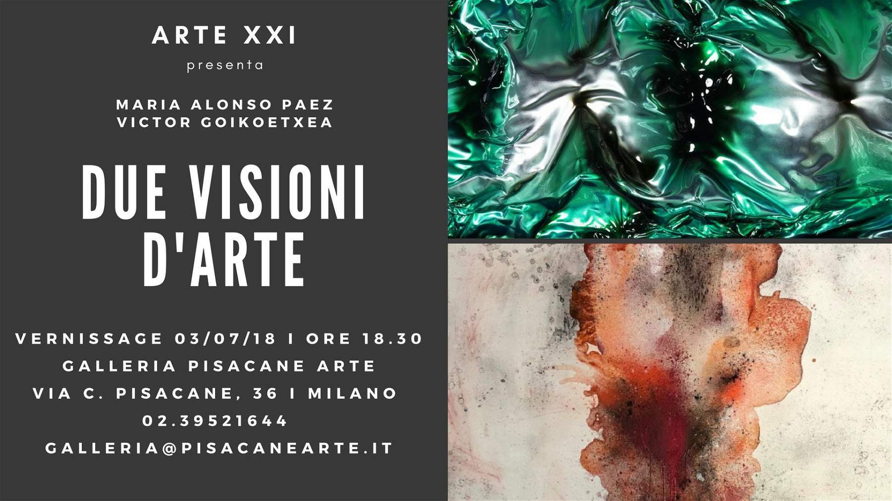 A double solo exhibition of Maria Alonso Paez and Victor Goikoetxea in Milan.