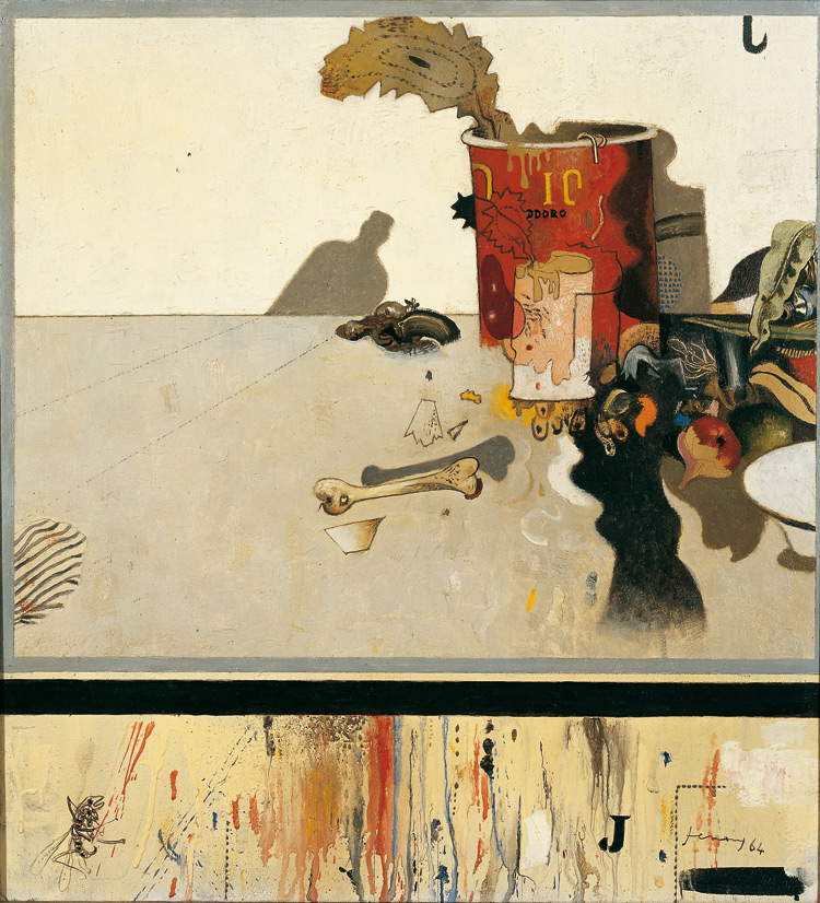 Gianfranco Ferroni, Rifiuti (1964; olio su tela, 52x47 cm; collezione privata)