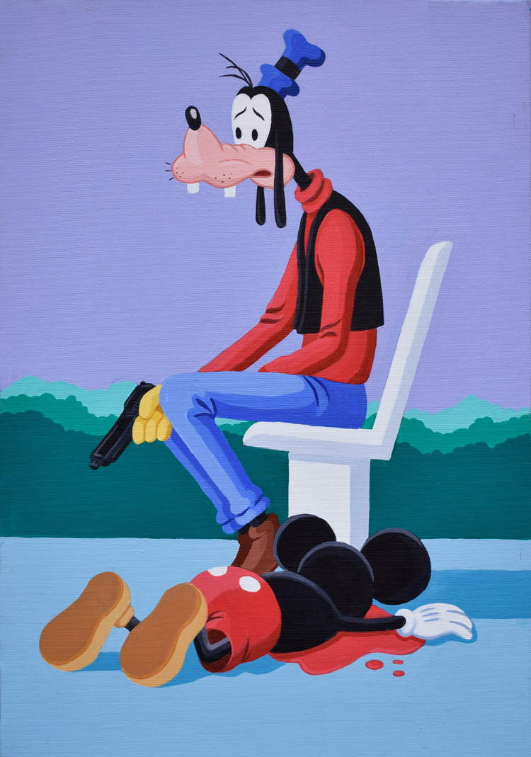 Giuseppe Veneziano, Almost Friends (2018; acrylic on canvas, 24 x 34 cm) Giuseppe Veneziano, Almost Friends (2018; acrylic on canvas, 24 x 34 cm)
