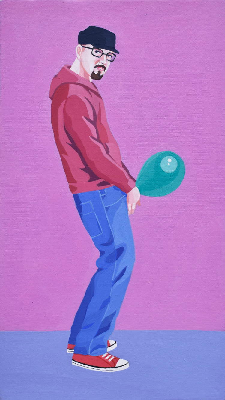 Giuseppe Veneziano, Selbstporträt (2018; Acryl auf Leinwand, 28 x 16 cm)