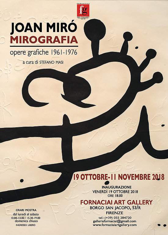 22 graphic works by Joan MirÃ³ on display at Fornaciai Art Gallery in Florence, Italy